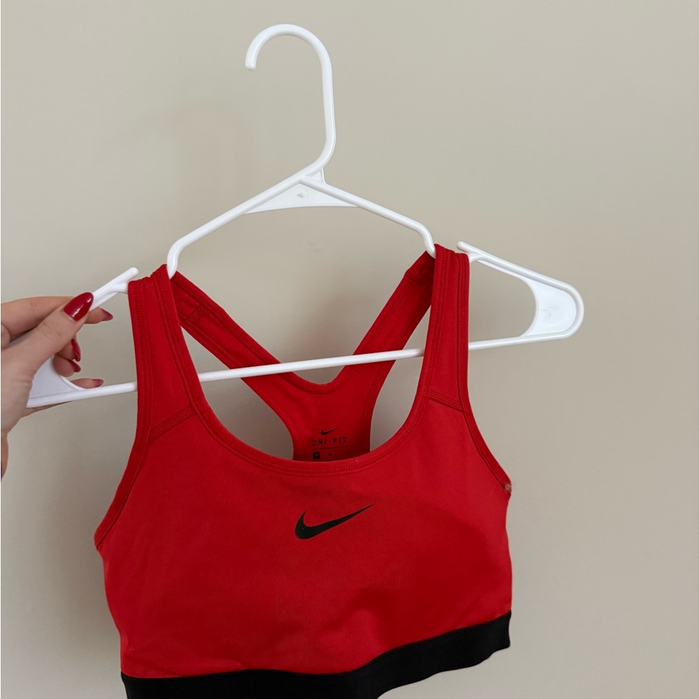 Nike Women's Red and Black Sports Bra